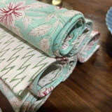 Blockprinted Table Linen Set Light Green