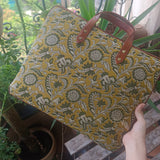 Laptop Sleeve Kalamkari Yellow