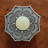 Wooden Block TeaLight Holder Alpana