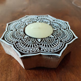 Wooden Block TeaLight Holder Alpana