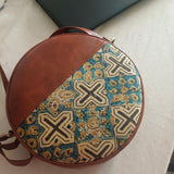 Ajrakh Round Sling Bag Cream Cross