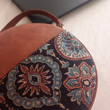 Ajrakh Round Sling Bag Black Paan