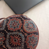 Ajrakh Round Sling Bag Black Paan