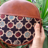 Ajrakh Round Sling Bag Black Moroccan