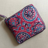 Unisex Ajrakh Square Wallet Red Charkha