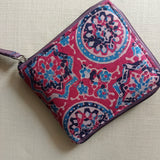 Unisex Ajrakh Square Wallet Red Charkha