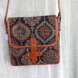 Ajrakh Flap Sling Bag Black Paan