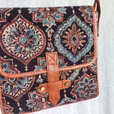 Ajrakh Flap Sling Bag Black Paan