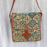 Ajrakh Flap Sling Bag Cream Cross