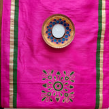 Polysilk Blockprinted Fuschia Pink Rangoli Runner