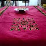Polysilk Blockprinted Fuschia Pink Rangoli Runner