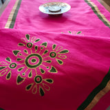 Polysilk Blockprinted Fuschia Pink Rangoli Runner