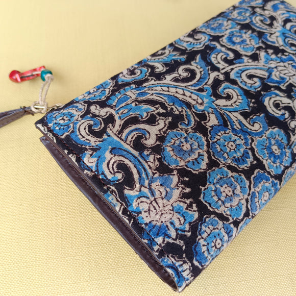 Kalamkari Long Wallet Blue