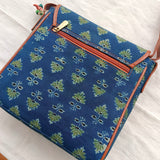 Ajrakh Flap Sling Bag Blue Booti