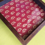 Handcrafted Decorative Tray Maroon Booti