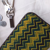 Ajrakh Long Wallet Green Zigzag