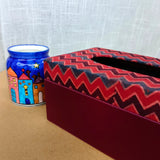 Tissue Box Ajrakh Red Zigzag