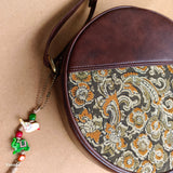 Kalamkari Round Sling Bag Green