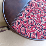 Ajrakh Round Sling Bag Red Traditional