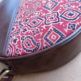 Ajrakh Round Sling Bag Red Traditional