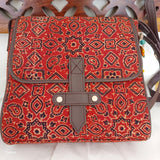 Ajrakh Flap Sling Bag Traditional Red