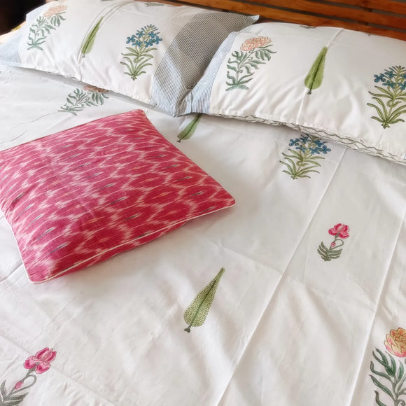 Palm Tree Handblock Printed Bedsheet