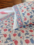 Gulabi Bahar Handblock Printed Bedsheet