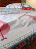 Gulabi Bahar Handblock Printed Bedsheet