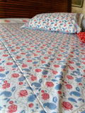 Gulabi Bahar Handblock Printed Bedsheet