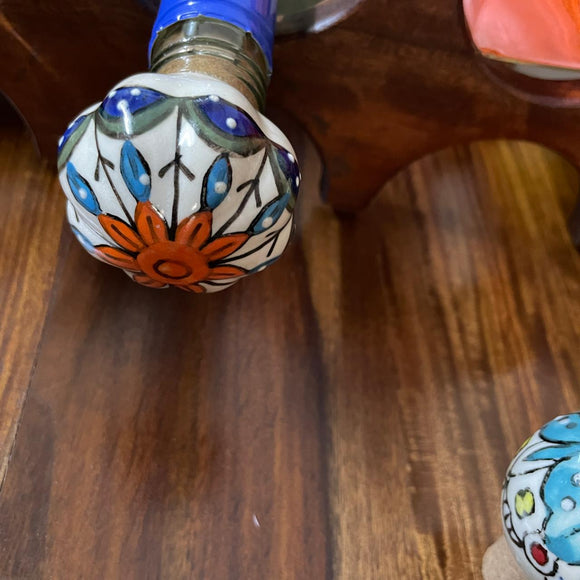 Ceramic Wine Bottle Stopper Orange Flower