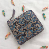 Unisex Kalamkari Square Wallet Blue Gaj