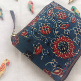 Unisex Ajrakh Square Wallet Blue Bel