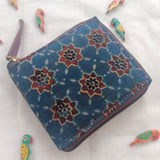 Unisex Ajrakh Square Wallet Blue Star