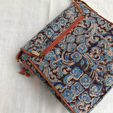 Kalamkari Flap Sling Bag Blue