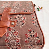 Ajrakh Flap Sling Bag Brown