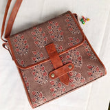 Ajrakh Flap Sling Bag Brown