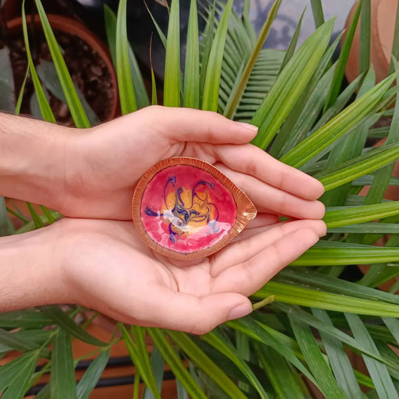 Copper Enamel Diya Print