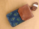 Cross-body Mobile Pouch Ajrakh Blue Booti