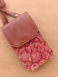 Cross-body Mobile Pouch Kalamkari Red