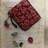 Unisex Kalamkari Square Wallet Red Gaj