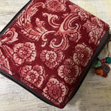 Unisex Kalamkari Square Wallet Red Gaj