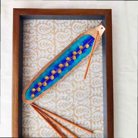 Copper Enamel Incense Stick Holder Blue