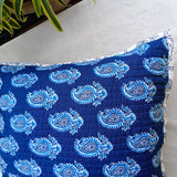 Cotton Quilted Cushion Cover 'Neel Ambi'