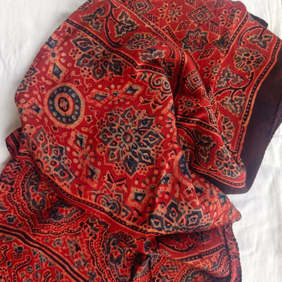 Ajrakh Modal Stole Red