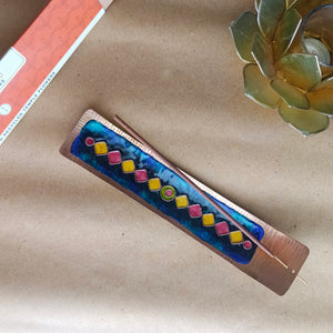 Copper Enamel Incence Stick Holder Dark Blue