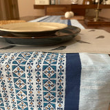 Polysilk Blockprinted Light Blue Border Runner