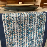 Polysilk Blockprinted Light Blue Border Runner