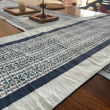 Polysilk Blockprinted Light Blue Border Runner