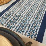 Polysilk Blockprinted Light Blue Border Runner