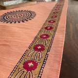 Polysilk Blockprinted Peach Mandala Runner